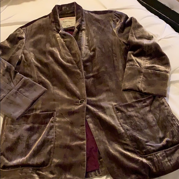 Anthropologie Eggplant Velvet Blazer - Picture 1 of 7